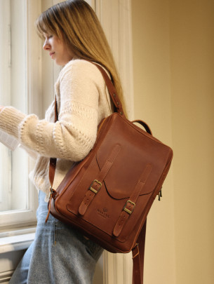Leather backpack "Brooklyn" in vintage cognac