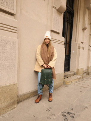 Жіночий шкіряний рюкзак "Бруклін" вінтажний зелений Жіночий шкіряний рюкзак "Бруклін" вінтажний зелений