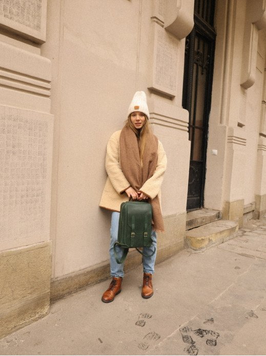 Жіночий шкіряний рюкзак "Бруклін" вінтажний зелений Жіночий шкіряний рюкзак "Бруклін" вінтажний зелений