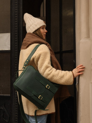 Жіночий шкіряний рюкзак "Бруклін" вінтажний зелений 