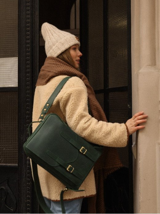 Жіночий шкіряний рюкзак "Бруклін" вінтажний зелений Жіночий шкіряний рюкзак "Бруклін" вінтажний зелений