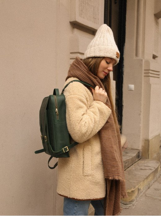 Жіночий шкіряний рюкзак "Бруклін" вінтажний зелений Жіночий шкіряний рюкзак "Бруклін" вінтажний зелений