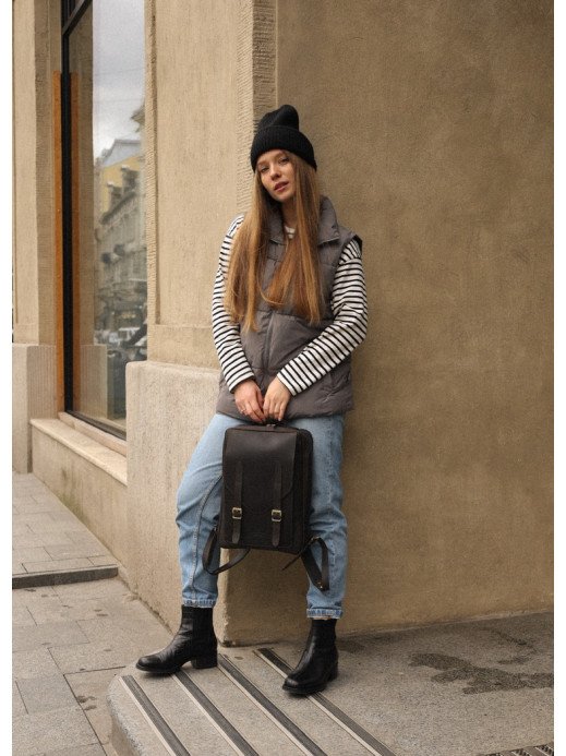 Жіночий шкіряний рюкзак "Бруклін" вінтажний коричневий Жіночий шкіряний рюкзак "Бруклін" вінтажний коричневий