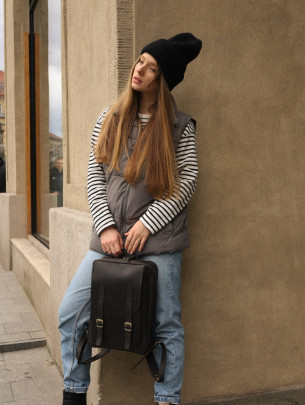 Жіночий шкіряний рюкзак "Бруклін" вінтажний коричневий 