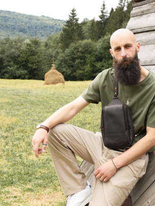 Чоловіча шкіряна сумка "Люксембург" у вінтажному коричневому