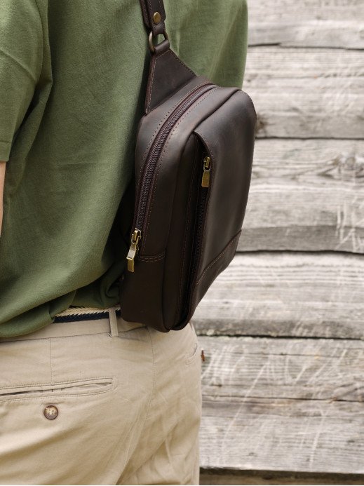 Чоловіча шкіряна сумка "Люксембург" у вінтажному коричневому