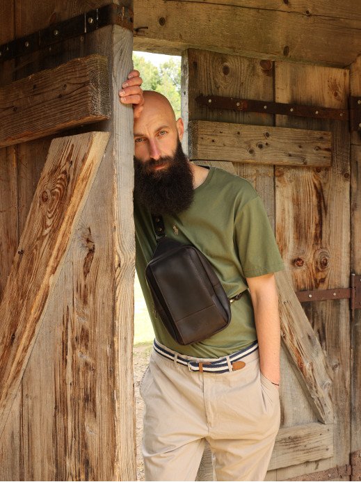 Чоловіча шкіряна сумка "Люксембург" у вінтажному коричневому