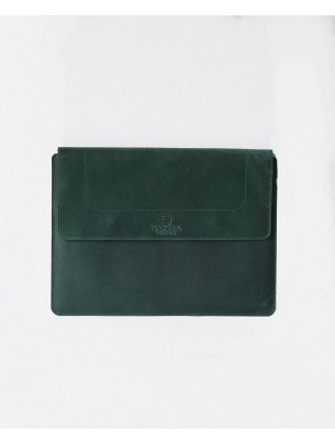 Шкіряний чохол для ноутбука у вінтажному зеленому
