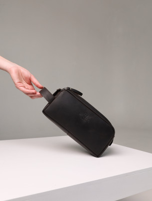 Шкіряна косметичка у вінтажному коричневому