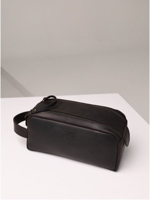 Шкіряна косметичка у вінтажному коричневому