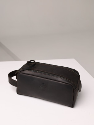 Шкіряна косметичка у вінтажному коричневому