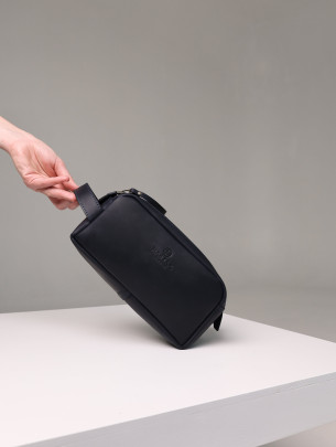 Шкіряна косметичка у вінтажному синьому