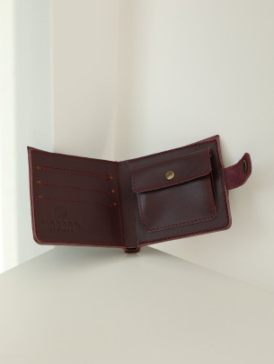 Leather wallet "Double" in burgundy gloss