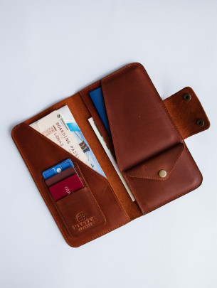 Шкіряний тревел-кейс у вінтажному коньячному 