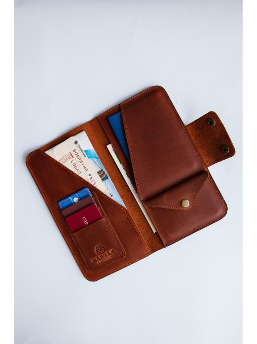 Шкіряний тревел-кейс у вінтажному коньячному 