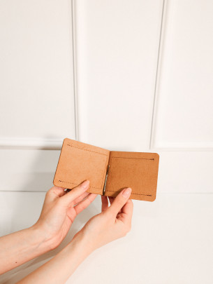 Шкіряний гаманець із затискачем вінтажний коньячний