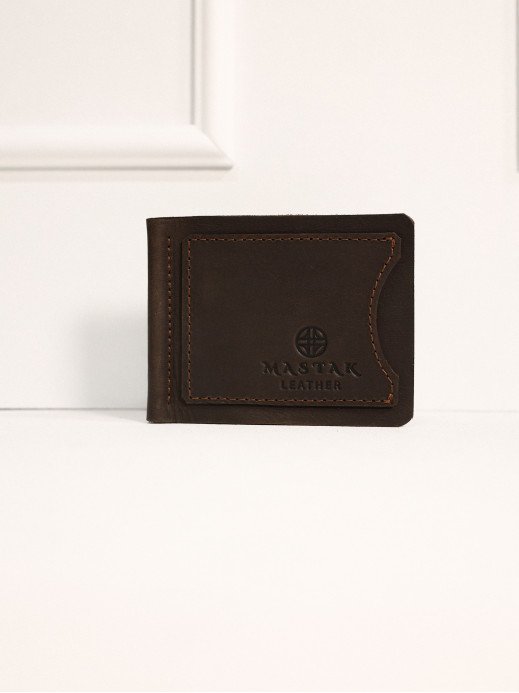 Шкіряний гаманець із затискачем вінтажний коричневий