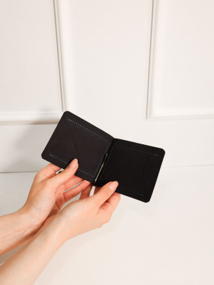 Шкіряний гаманець із затискачем вінтажний синій 