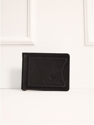 Шкіряний гаманець із затискачем вінтажний синій 