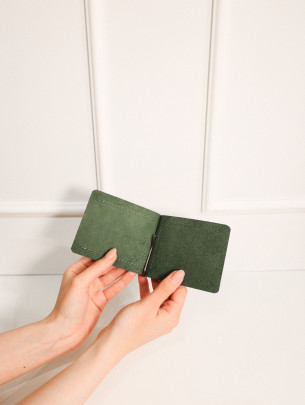 Шкіряний гаманець із затискачем вінтажний зелений