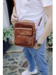 Чоловіча шкіряна сумка під документи у вінтажному коньячному Чоловіча шкіряна сумка під документи у вінтажному коньячному