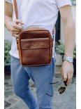Чоловіча шкіряна сумка під документи у вінтажному коньячному Чоловіча шкіряна сумка під документи у вінтажному коньячному