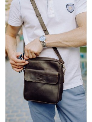 Чоловіча шкіряна сумка під документи у вінтажному коричневому