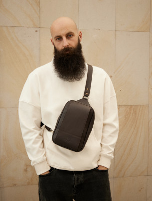 Чоловіча шкіряна сумка "Люксембург" у лімітованому коричневому