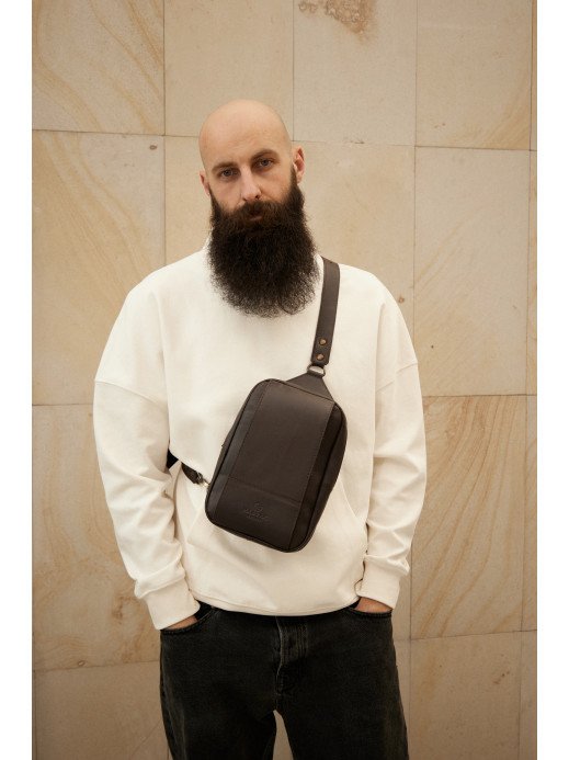 Чоловіча шкіряна сумка "Люксембург" у лімітованому коричневому