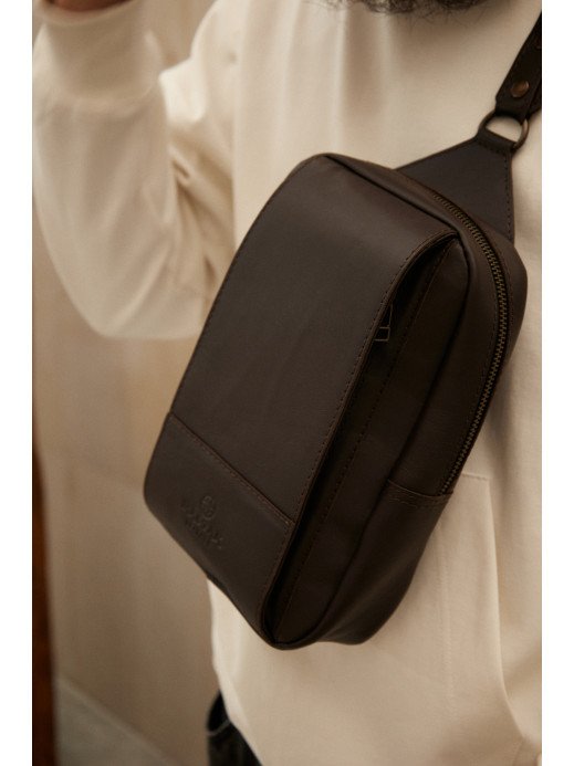 Чоловіча шкіряна сумка "Люксембург" у лімітованому коричневому