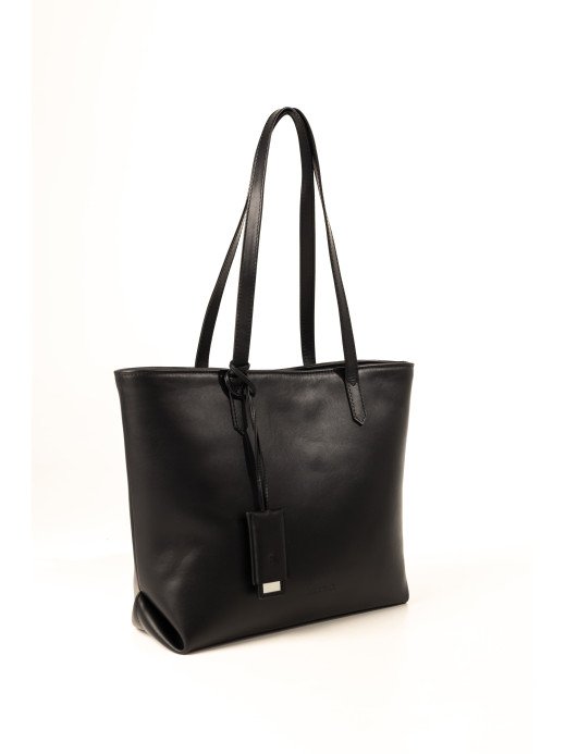 Жіночий шопер "Момент" шкіряний чорний Жіночий шопер "Момент" шкіряний чорний