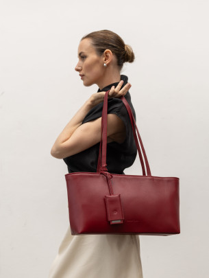 Жіноча сумка "Фрагмент" шкіряна темно-червона 