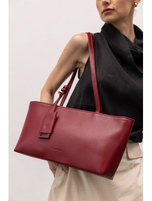 Жіноча сумка "Фрагмент" шкіряна темно-червона 