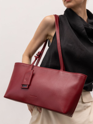 Жіноча сумка "Фрагмент" шкіряна темно-червона 