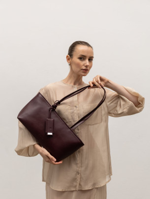 Жіноча сумка "Фрагмент" шкіряна бордова
