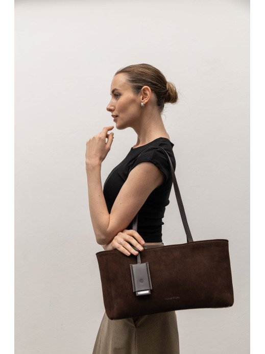 Жіноча сумка "Фрагмент" замшева коричнева