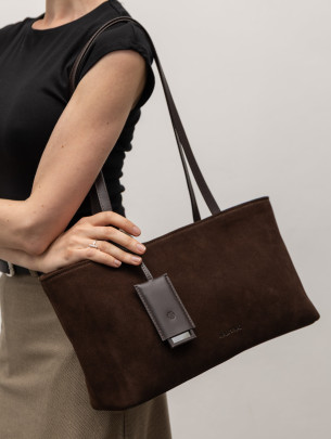 Жіноча сумка "Фрагмент" замшева коричнева