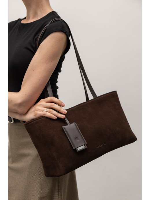 Жіноча сумка "Фрагмент" замшева коричнева
