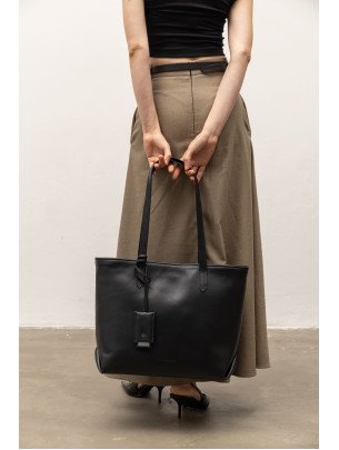 Жіночий шопер "Момент" шкіряний чорний 