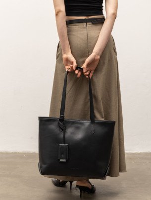 Жіночий шопер "Момент" шкіряний чорний 