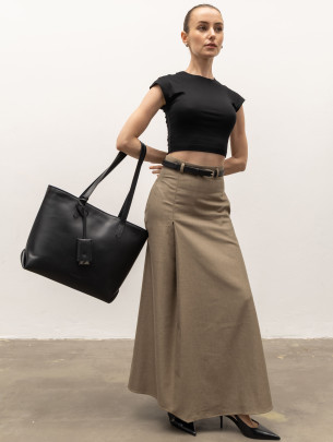 Жіночий шопер "Момент" шкіряний чорний 