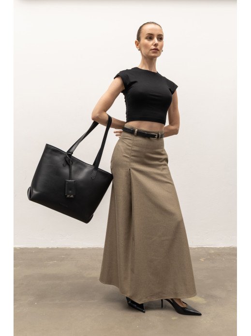 Жіночий шопер "Момент" шкіряний чорний Жіночий шопер "Момент" шкіряний чорний