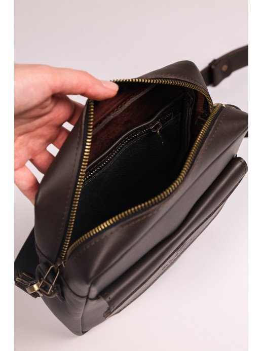 Чоловіча шкіряна сумка для документів у лімітованому коричневому
