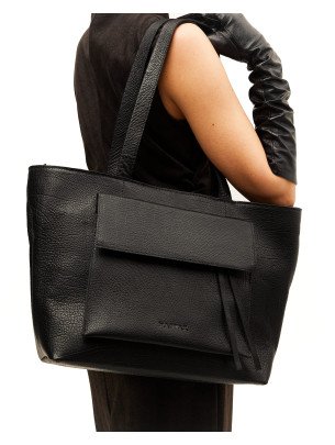  "Соло" фактурна чорна шкіряна сумка