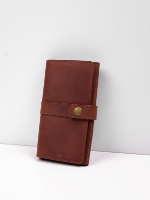 Leather wallet "Mega-clutch" in vintage cognac