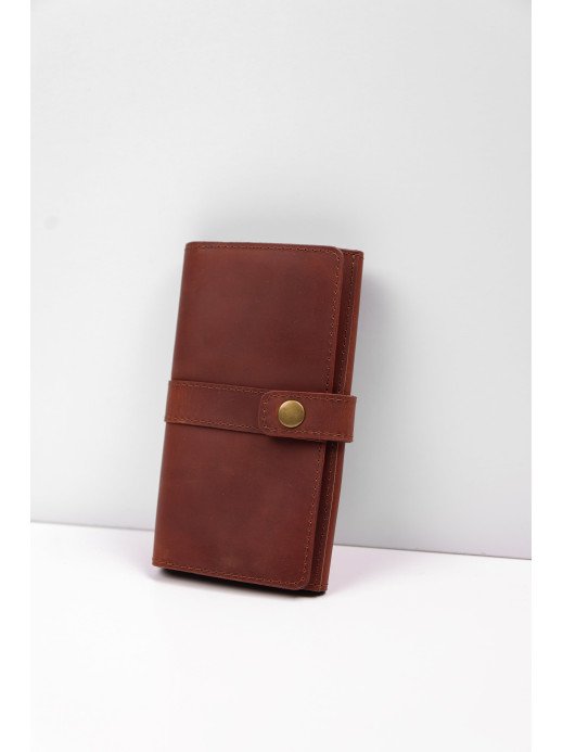 Шкіряний гаманець "Мега-клатч" у вінтажному коньячному Шкіряний гаманець "Мега-клатч" у вінтажному коньячному