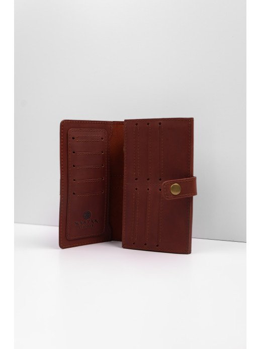 Шкіряний гаманець "Мега-клатч" у вінтажному коньячному Шкіряний гаманець "Мега-клатч" у вінтажному коньячному