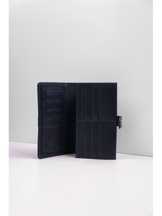 Шкіряний гаманець "Мега-клатч" у синьому вінтажному Шкіряний гаманець "Мега-клатч" у синьому вінтажному