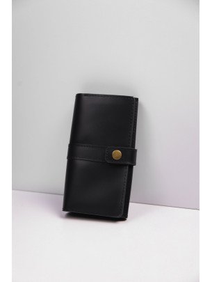 Шкіряний гаманець "Мега-клатч" у класичному чорному