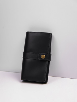Leather wallet "Mega-clutch" in classic black